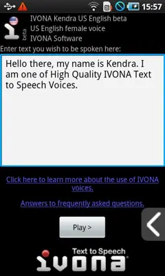 IVONA Text-to-Speech HQ android App screenshot 1